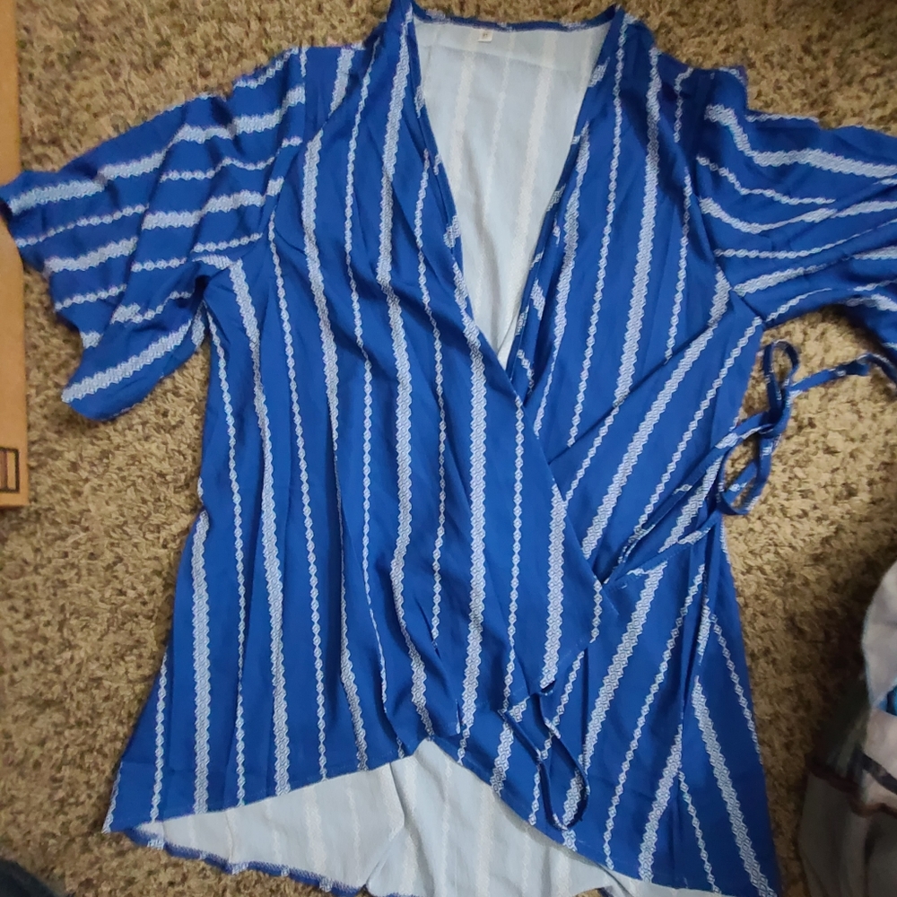 Blue with white design swimsuit cover-up size XL